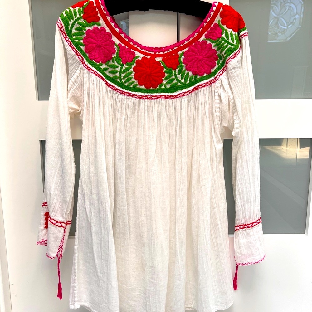Johnny Was Gauze Embroidery Top Medium